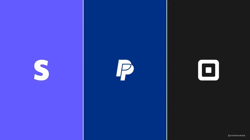 Logos of Stripe, PayPal, and Square.