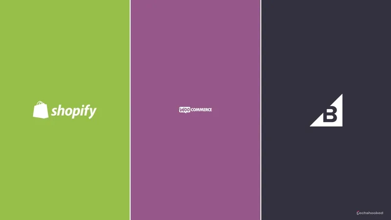Logos of Shopify, WooCommerce, and BigCommerce.