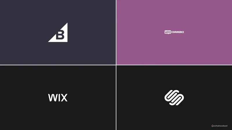 Logos of BigCommerce, WooCommerce, Wix, and Squarespace.