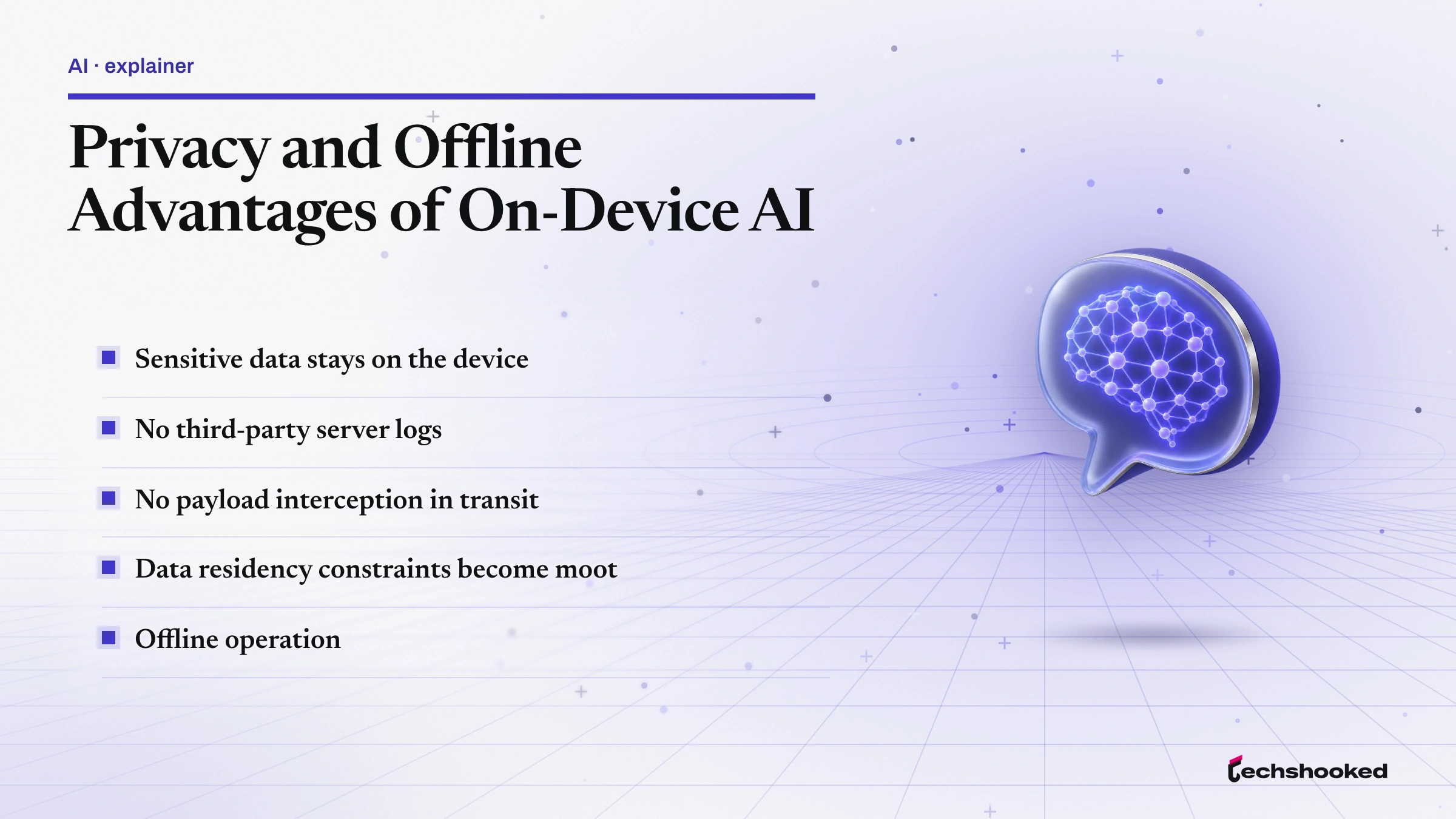 Card showing Privacy and Offline Advantages of On-Device AI: Sensitive data stays on the device