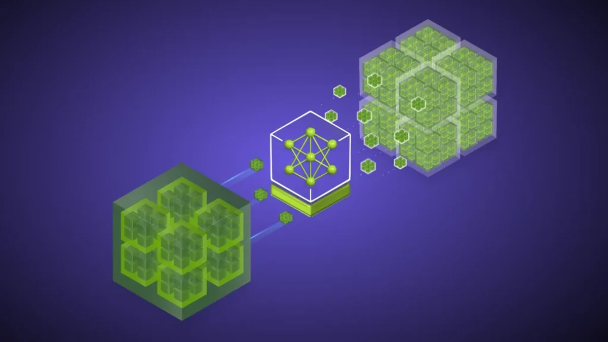 An NVIDIA diagram illustrates post-training quantization, shrinking an AI model for faster inference.
