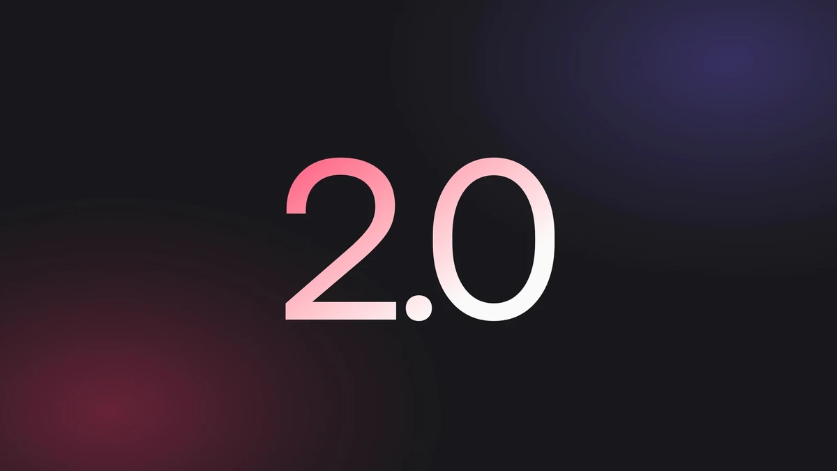 Appwrite 2.0 lettering in a pink-to-white gradient on a dark backdrop