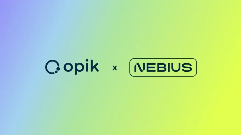 Comet's Opik and Nebius logos side by side on a blue-to-yellow gradient