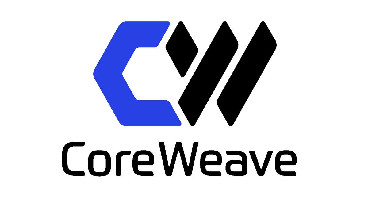 CoreWeave logo and wordmark on a white background