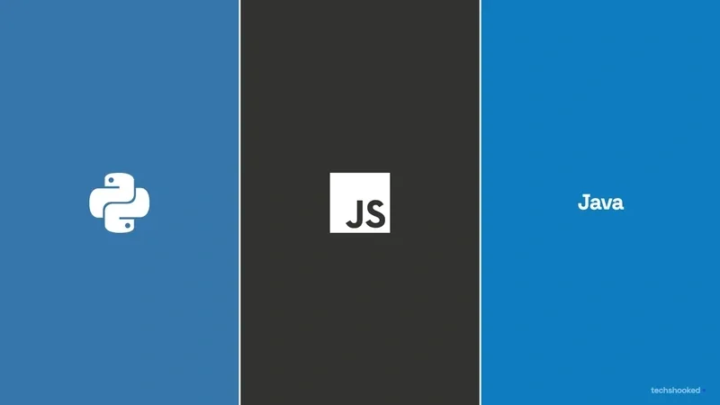 Python, JavaScript, and Java logos shown for data science languages.