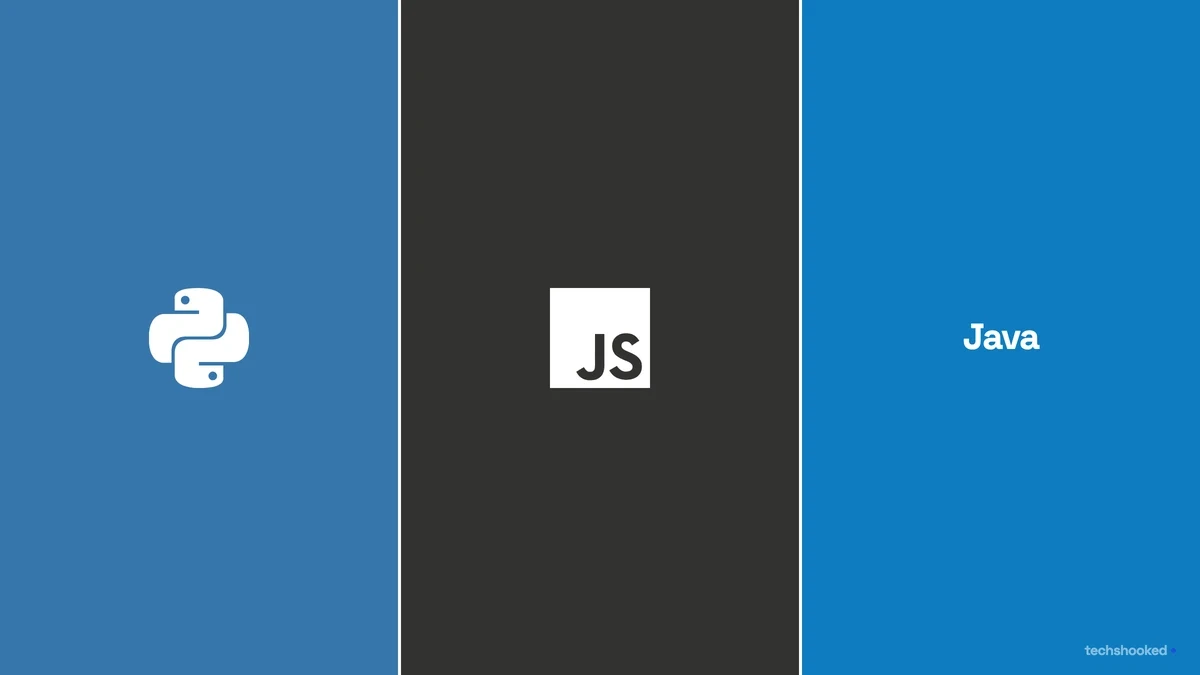Python, JavaScript, and Java logos shown for data science languages.