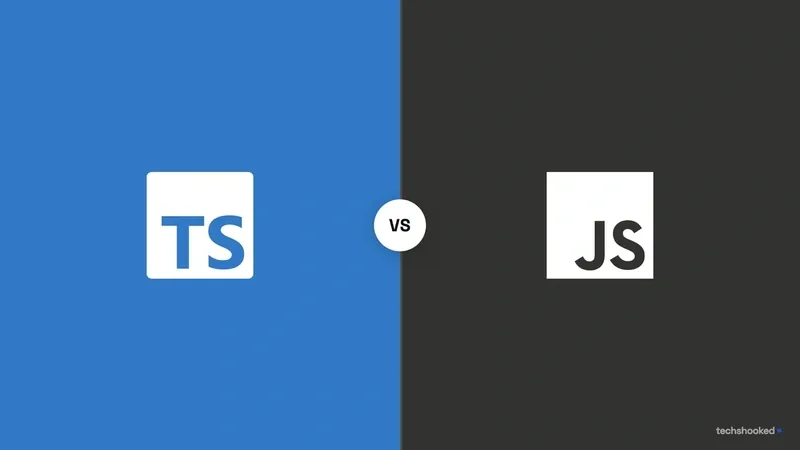 TypeScript and JavaScript logos shown for a language comparison.