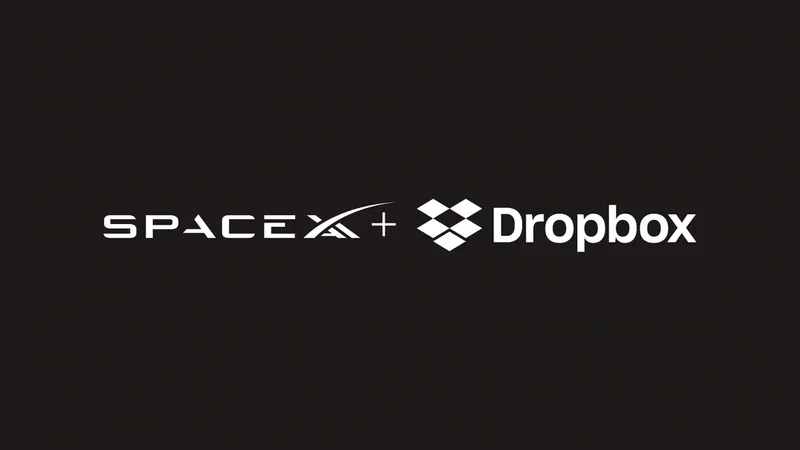 SpaceXAI and Dropbox logo lockup in white on a near-black background