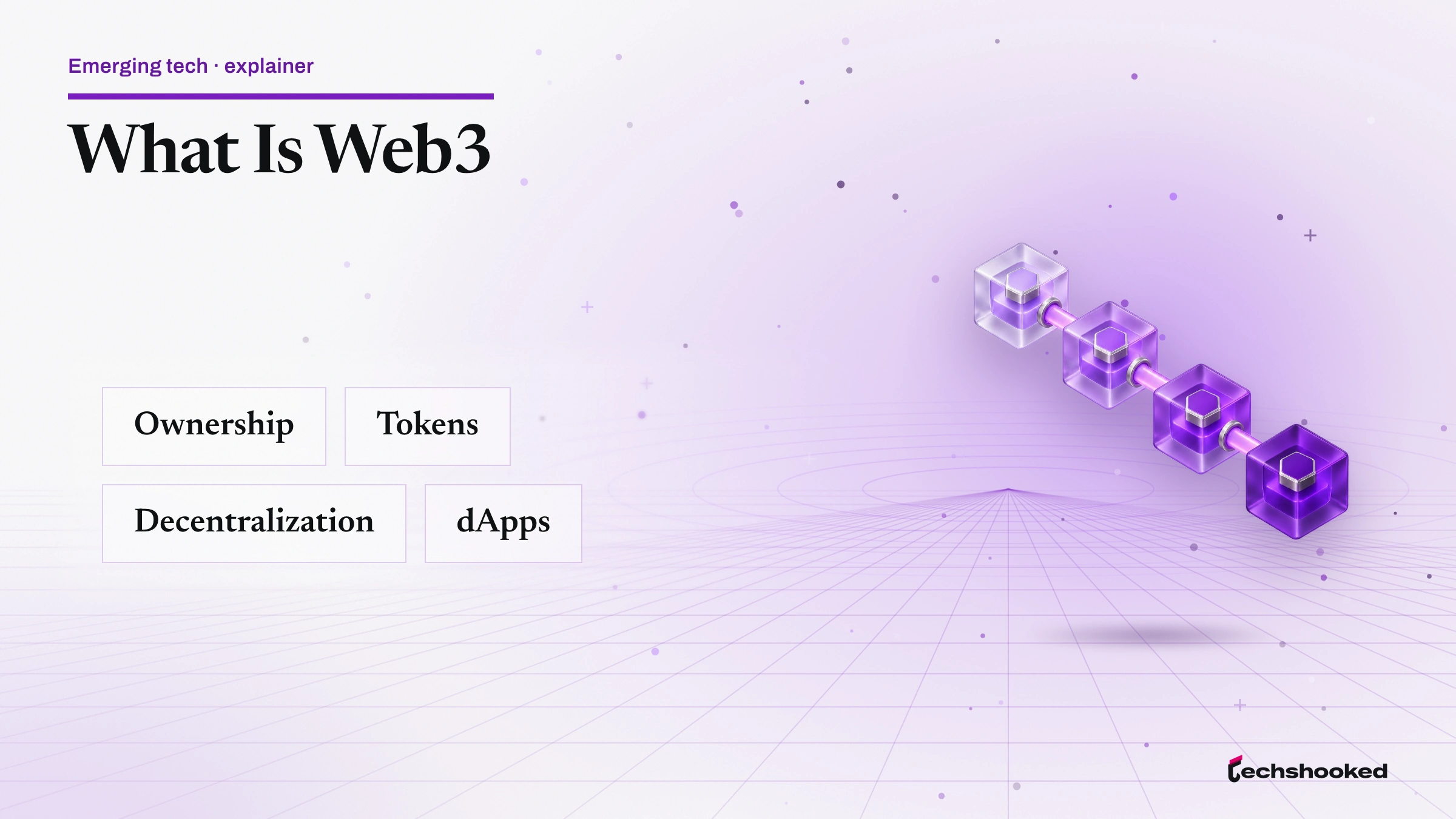 Concept diagram explaining Web3: ownership, tokens, decentralization, dapps.