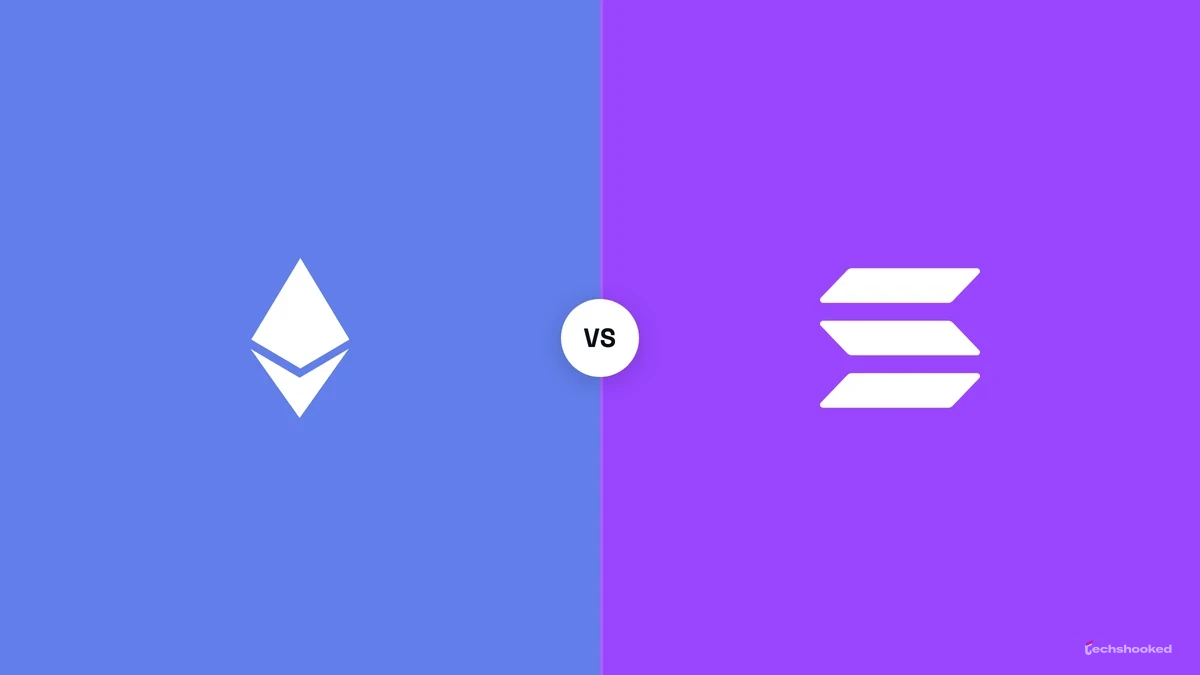 Ethereum and Solana logos shown together comparing the two blockchain networks.