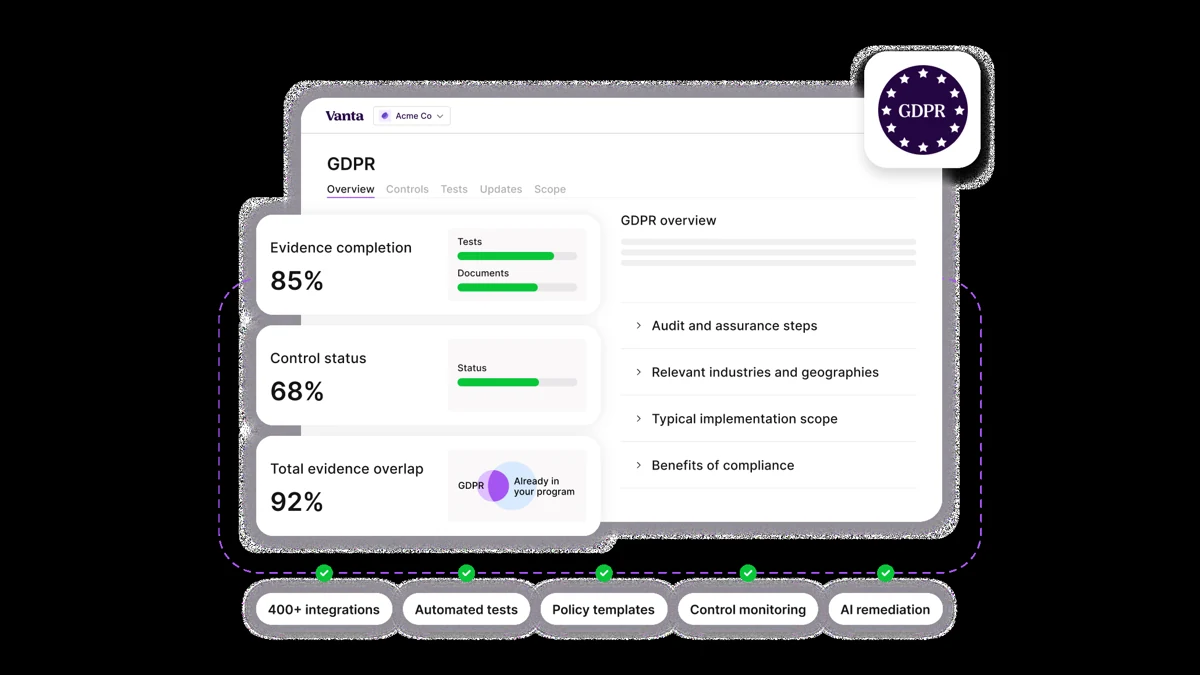 Vanta Regulated Data Triggers Multiple Overlapping Frame