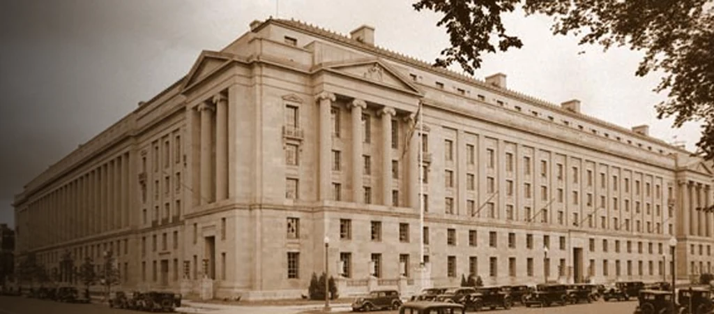 Historic photo shows the Justice Department headquarters, the department behind the Google antitrust case