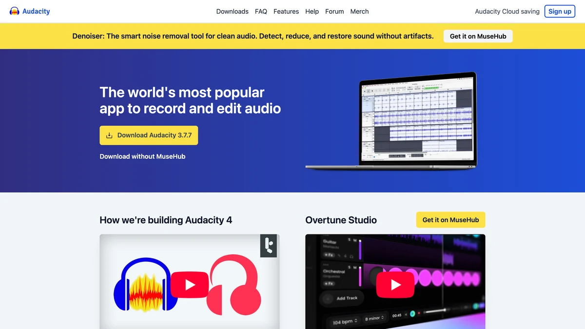 Audacity audio editing interface showing waveform editing and noise reduction tools for podcast audio optimization