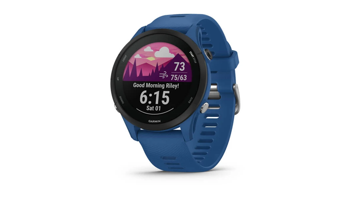 Garmin Vivoactive 5 fitness smartwatch showing AMOLED display with activity data