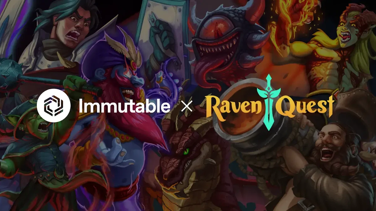 RavenQuest blockchain game characters shown on the Immutable gaming platform.