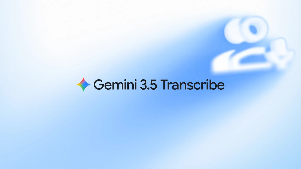Google Gemini 3.5 Transcribe interface preview with waveform and transcript