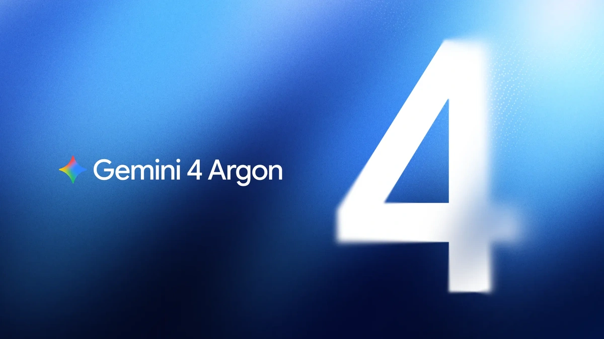 Google Gemini 4 Argon title card showing the Gemini logo beside a large number 4 on a blue background