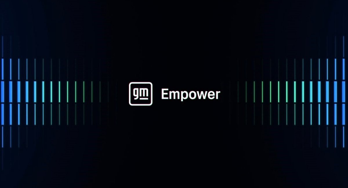 GM Empower logo in white on a dark background flanked by blue and green glowing bars