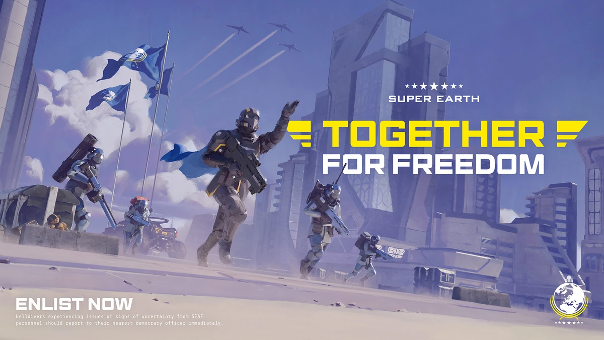 Helldivers 2 SEAF squad key art from the Devoid of Liberty update