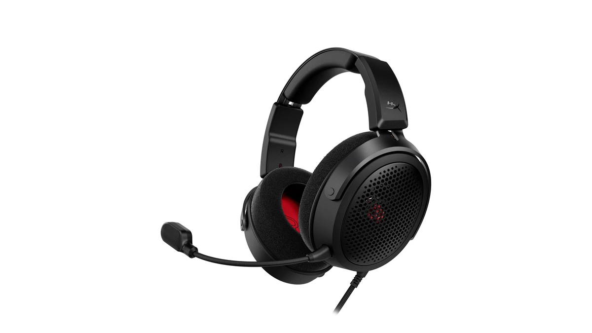 HyperX Cloud Alpha Air open-back gaming headset with detachable boom mic on a white background