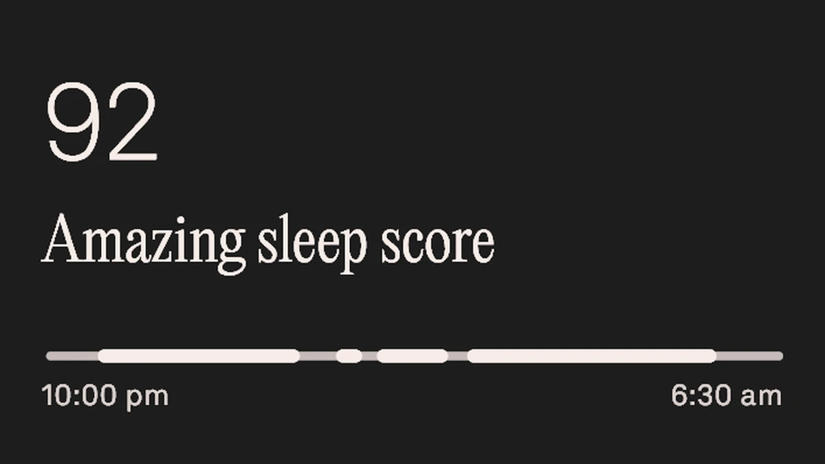 Oura sleep summary graphic showing a 92 Amazing sleep score and a 10:00 pm to 6:30 am sleep timeline