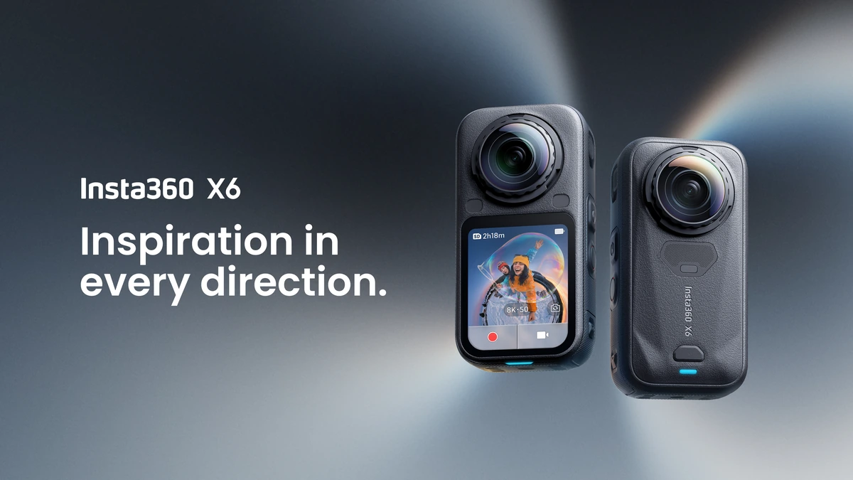 Insta360 X6 360-degree action camera key visual showing both camera bodies