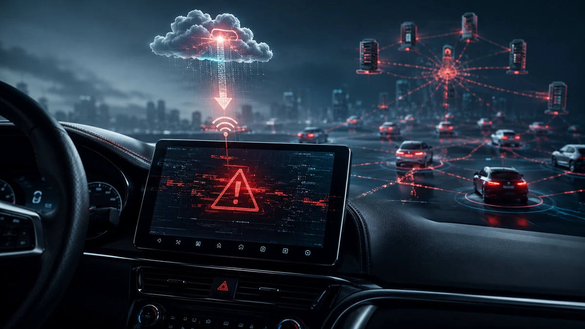 AI-generated illustration of malware targeting a car head unit