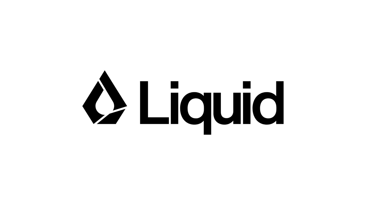 Liquid AI logo, black droplet mark and Liquid wordmark on white