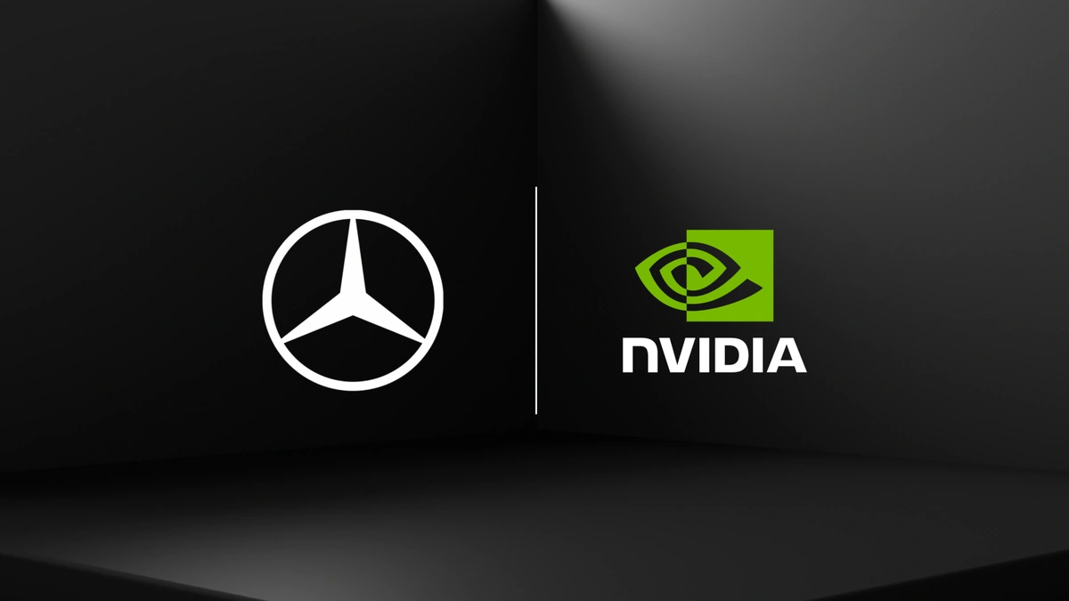 Mercedes-Benz and NVIDIA logos side by side on a dark background