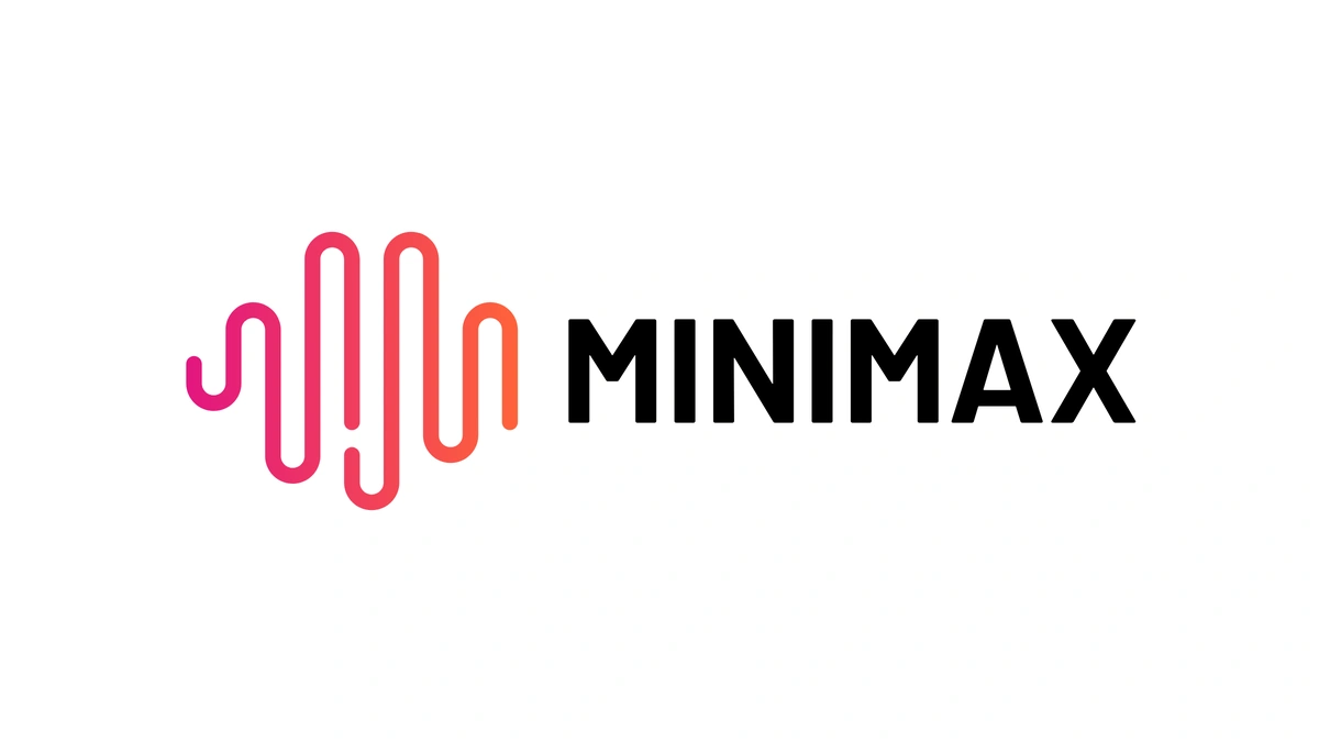 MiniMax logo with a gradient waveform mark beside the wordmark on white