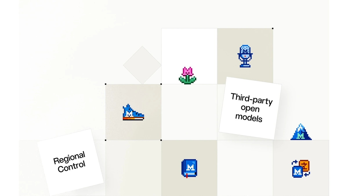Mistral AI announcement graphic covering regional inference and third-party open models