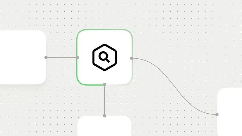 n8n blog header graphic showing a workflow diagram with a highlighted search icon