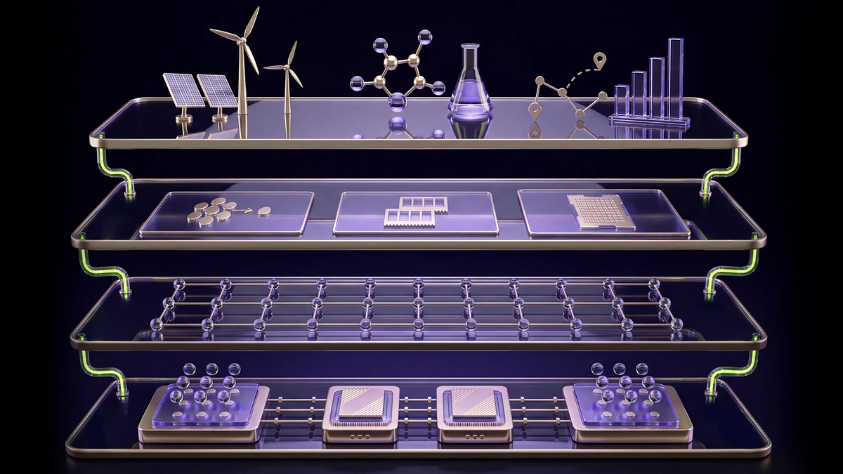 Four-tier illustration of the CUDA-Q quantum stack, science applications above, processor modules below