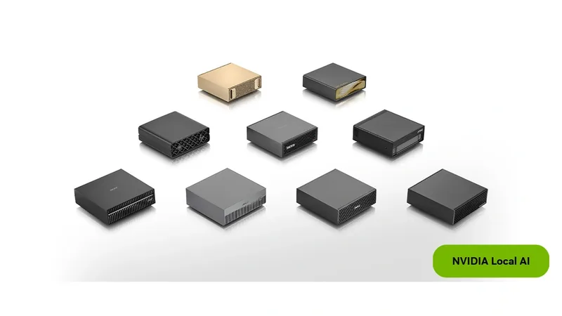 NVIDIA DGX Spark partner systems, a group of small desktop computers on a white background beside a green Local AI label
