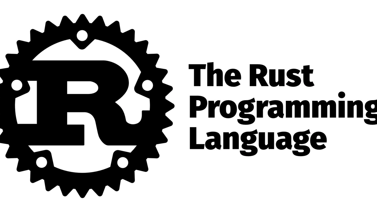 The Rust Programming Language logo, featuring a black gear with a stylized 'R' inside, on a white background.