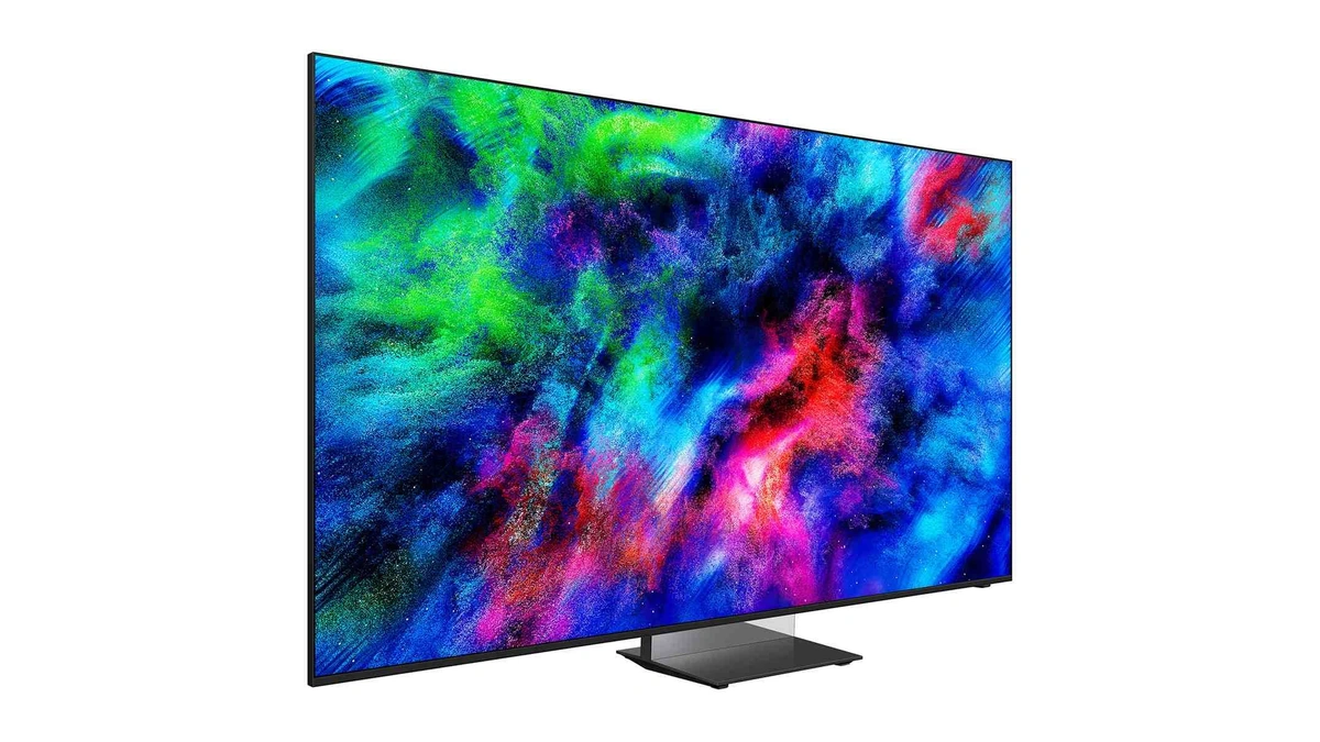 Samsung Micro RGB R95H TV front view with vivid display on white background
