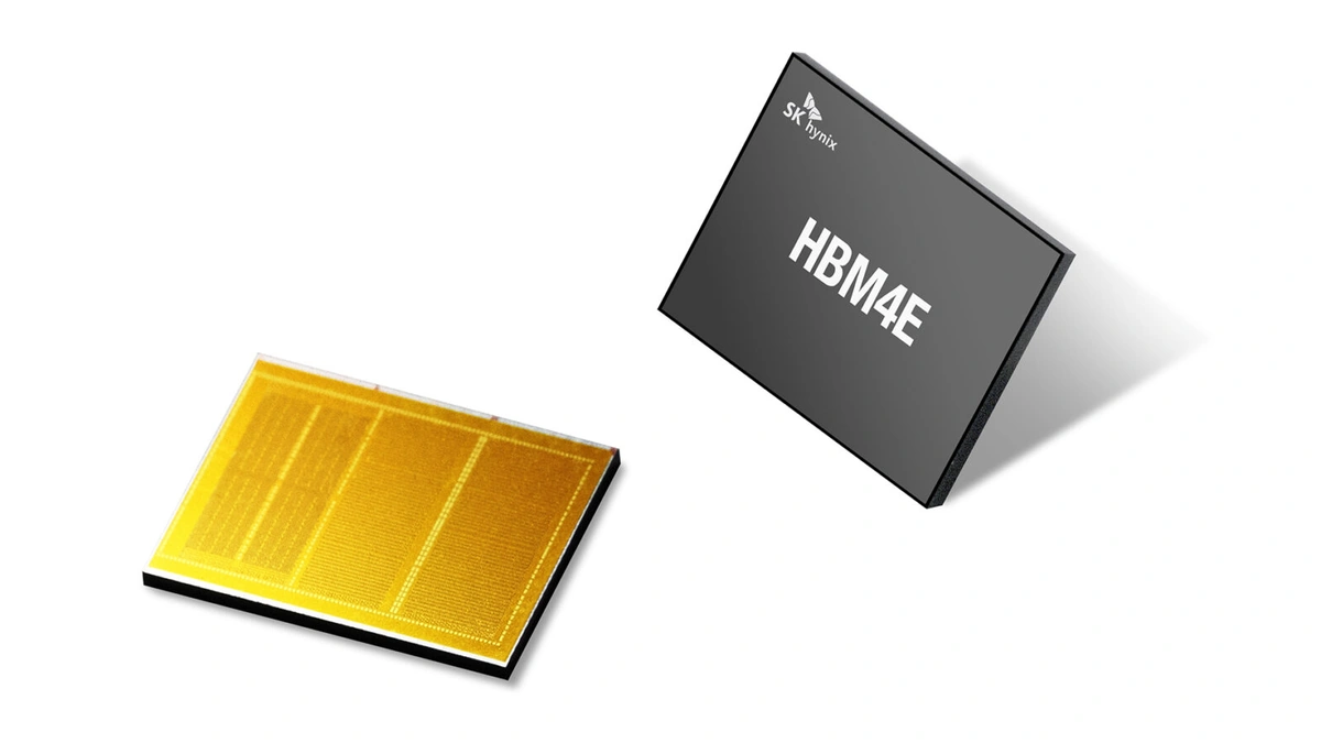 SK hynix HBM4E memory modules on a white background