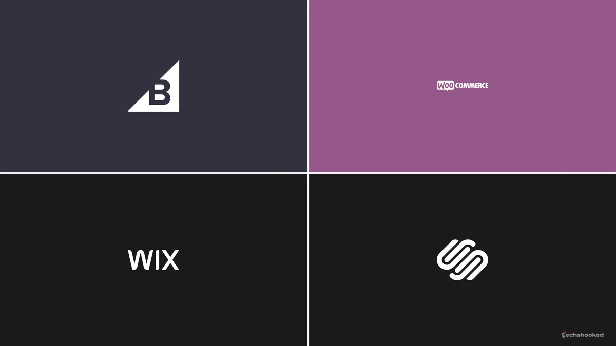 Logos of BigCommerce, WooCommerce, Wix, and Squarespace.