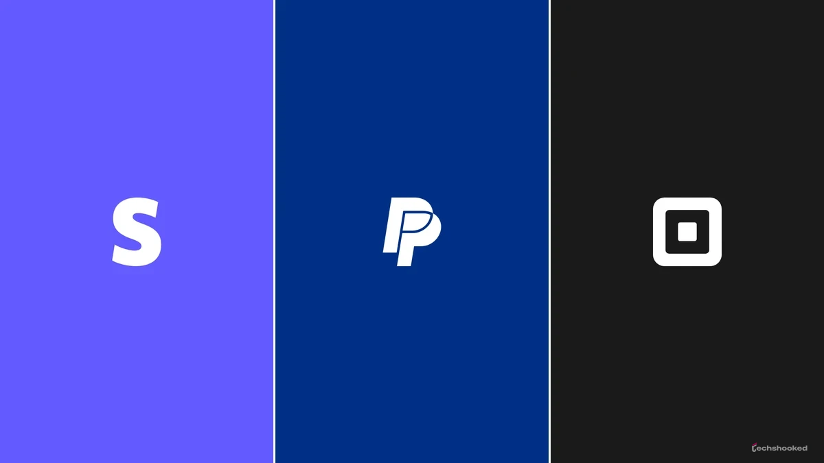 Logos of Stripe, PayPal, and Square.