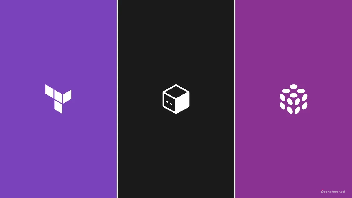 Logos of Terraform, OpenTofu, and Pulumi.