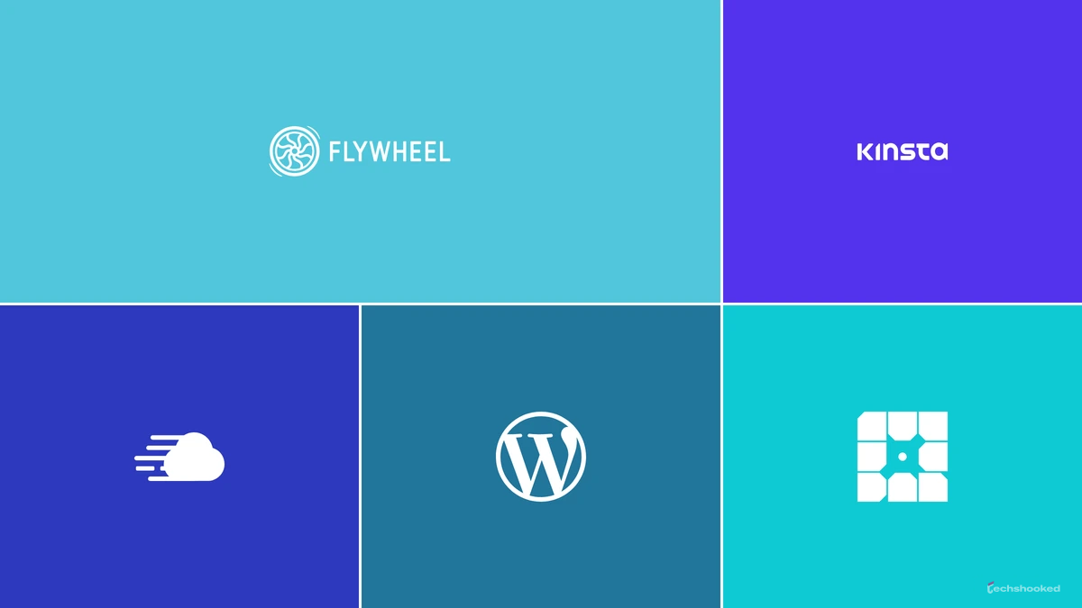 Flywheel, Kinsta, Cloudways, WordPress.com, and WP Engine logos for agency WordPress hosting