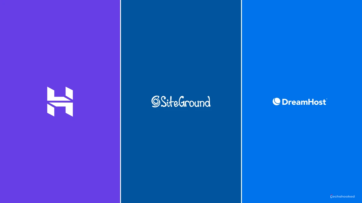 Hostinger, SiteGround, and DreamHost logos as Bluehost alternatives